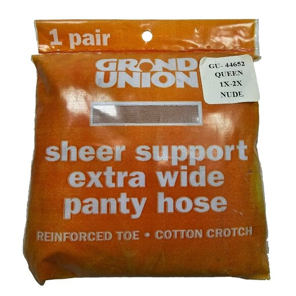 Grand Union Accessories - Vintage Grand Union Reinforced Toe Sheer Support Tights Pantyhose Size 1/2X Nude